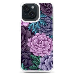 Purple Rose Retro Floral Flower Iphone 15 Plus Tpu Uv Print Case