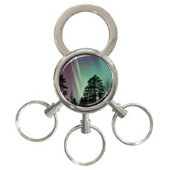 Silhouette Of Aurora Borealis 3-ring Key Chain by Bedest