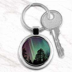 Silhouette Of Aurora Borealis Key Chain (round) by Bedest