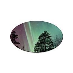 Silhouette Of Aurora Borealis Sticker (oval) by Bedest