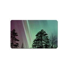 Silhouette Of Aurora Borealis Magnet (name Card) by Bedest