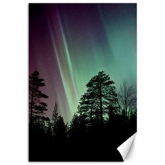 Silhouette Of Aurora Borealis Canvas 12  X 18  by Bedest