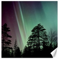 Silhouette Of Aurora Borealis Canvas 20  X 20  by Bedest