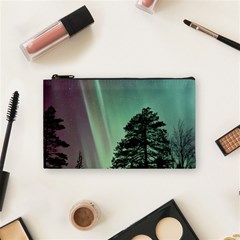 Silhouette Of Aurora Borealis Cosmetic Bag (small) by Bedest