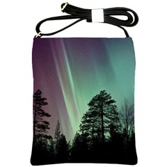 Silhouette Of Aurora Borealis Shoulder Sling Bag by Bedest