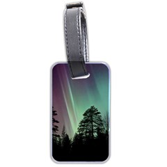 Silhouette Of Aurora Borealis Luggage Tag (two Sides) by Bedest