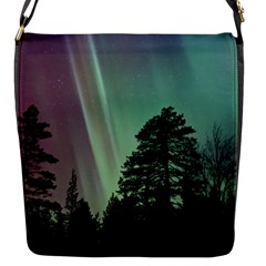 Silhouette Of Aurora Borealis Flap Closure Messenger Bag (s) by Bedest