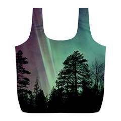 Silhouette Of Aurora Borealis Full Print Recycle Bag (l) by Bedest