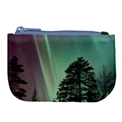 Silhouette Of Aurora Borealis Large Coin Purse by Bedest