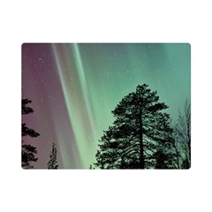 Silhouette Of Aurora Borealis Premium Plush Fleece Blanket (mini) by Bedest