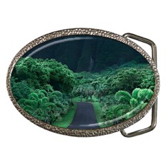 Jungle Road Hawaii Asphalt Mountains Green Belt Buckles by Bedest