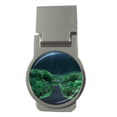 Jungle Road Hawaii Asphalt Mountains Green Money Clips (round)  by Bedest