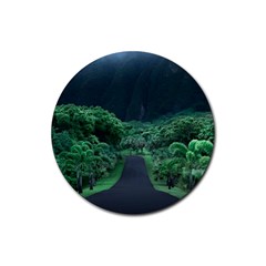 Jungle Road Hawaii Asphalt Mountains Green Rubber Round Coaster (4 Pack) by Bedest