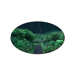 Jungle Road Hawaii Asphalt Mountains Green Sticker Oval (10 Pack)