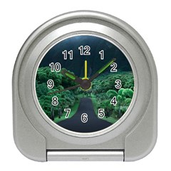 Jungle Road Hawaii Asphalt Mountains Green Travel Alarm Clock by Bedest