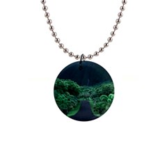 Jungle Road Hawaii Asphalt Mountains Green 1  Button Necklace by Bedest