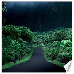 Jungle Road Hawaii Asphalt Mountains Green Canvas 16  X 16  by Bedest