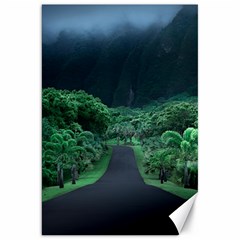 Jungle Road Hawaii Asphalt Mountains Green Canvas 20  X 30  by Bedest