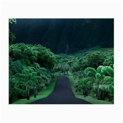 Jungle Road Hawaii Asphalt Mountains Green Small Glasses Cloth (2 Sides) by Bedest