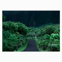 Jungle Road Hawaii Asphalt Mountains Green Large Glasses Cloth by Bedest