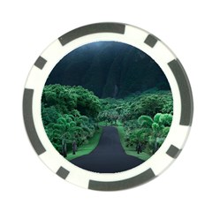 Jungle Road Hawaii Asphalt Mountains Green Poker Chip Card Guard by Bedest