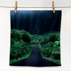 Jungle Road Hawaii Asphalt Mountains Green Face Towel by Bedest