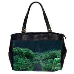 Jungle Road Hawaii Asphalt Mountains Green Oversize Office Handbag (2 Sides) by Bedest