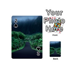 Jungle Road Hawaii Asphalt Mountains Green Playing Cards 54 Designs (mini) by Bedest