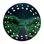 Jungle Road Hawaii Asphalt Mountains Green Ornament (Round Filigree) Front