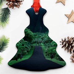 Jungle Road Hawaii Asphalt Mountains Green Ornament (christmas Tree) 