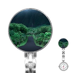 Jungle Road Hawaii Asphalt Mountains Green Stainless Steel Nurses Watch by Bedest