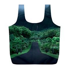 Jungle Road Hawaii Asphalt Mountains Green Full Print Recycle Bag (l) by Bedest