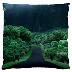 Jungle Road Hawaii Asphalt Mountains Green Standard Premium Plush Fleece Cushion Case (one Side) by Bedest