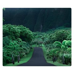 Jungle Road Hawaii Asphalt Mountains Green Two Sides Premium Plush Fleece Blanket (kids Size) by Bedest