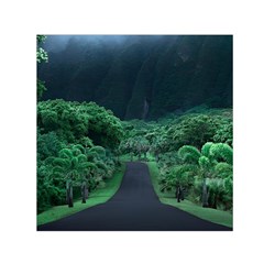 Jungle Road Hawaii Asphalt Mountains Green Square Satin Scarf (30  X 30 ) by Bedest