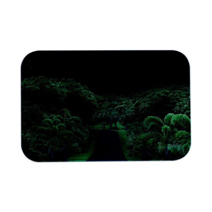 Jungle Road Hawaii Asphalt Mountains Green Open Lid Metal Box (Silver)  