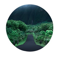 Jungle Road Hawaii Asphalt Mountains Green Mini Round Pill Box by Bedest