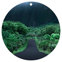 Jungle Road Hawaii Asphalt Mountains Green Uv Print Acrylic Ornament Round by Bedest