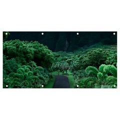 Jungle Road Hawaii Asphalt Mountains Green Banner And Sign 8  X 4  by Bedest