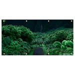 Jungle Road Hawaii Asphalt Mountains Green Banner and Sign 8  x 4  Front