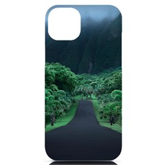 Jungle Road Hawaii Asphalt Mountains Green Iphone 14 Plus Black Uv Print Case by Bedest