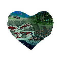 The Overworld Aurora Subnautica Standard 16  Premium Flano Heart Shape Cushions by Bedest