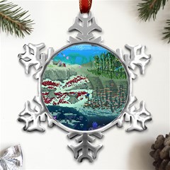 The Overworld Aurora Subnautica Metal Small Snowflake Ornament by Bedest