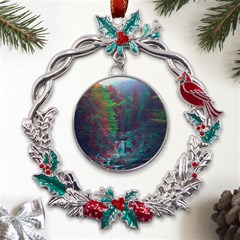 Foroest Nature Trippy Metal X mas Wreath Holly Leaf Ornament