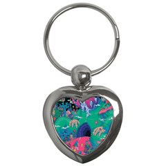 Planet Psychedelic Art Psicodelia Key Chain (heart)