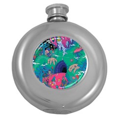 Planet Psychedelic Art Psicodelia Round Hip Flask (5 Oz)