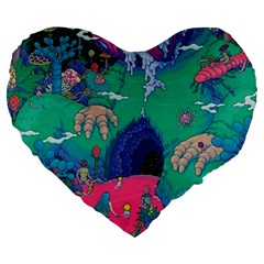 Planet Psychedelic Art Psicodelia Large 19  Premium Heart Shape Cushions by Bedest