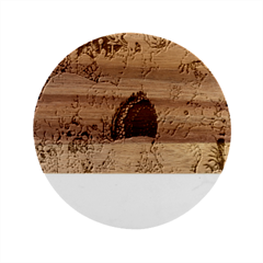 Planet Psychedelic Art Psicodelia Marble Wood Coaster (round) by Bedest