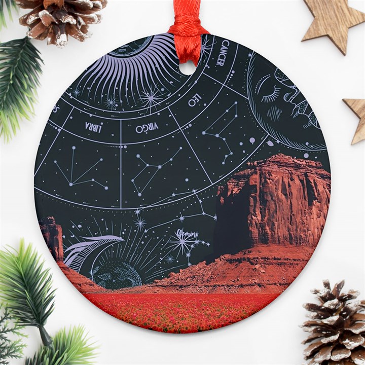 Astrology Surreal Surrealism Trippy Visual Art Ornament (Round)