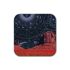 Astrology Surreal Surrealism Trippy Visual Art Rubber Coaster (square) by Bedest